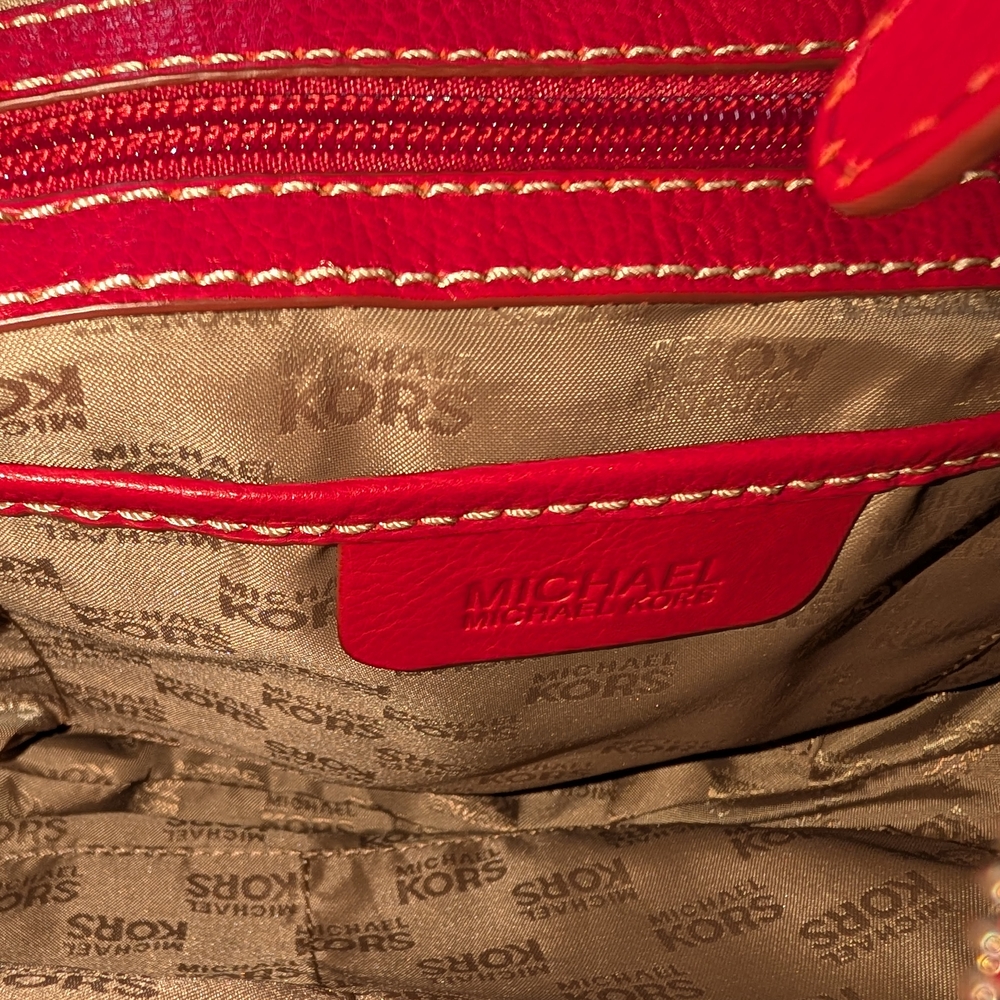 Michael Kors Red and Brown Women's Bag - Picture 6 of 9